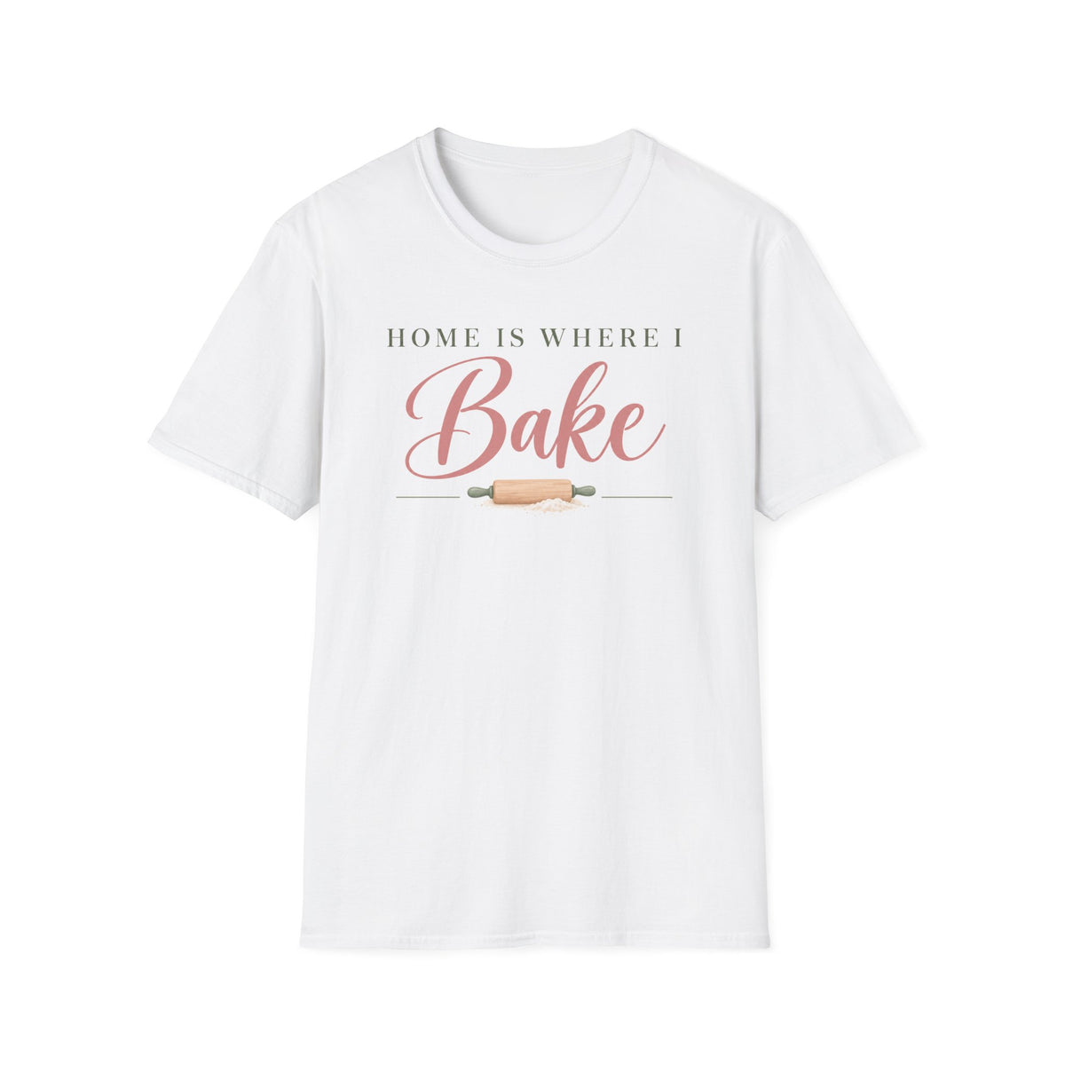 Home is Where I Bake, Green & Pink T-Shirt