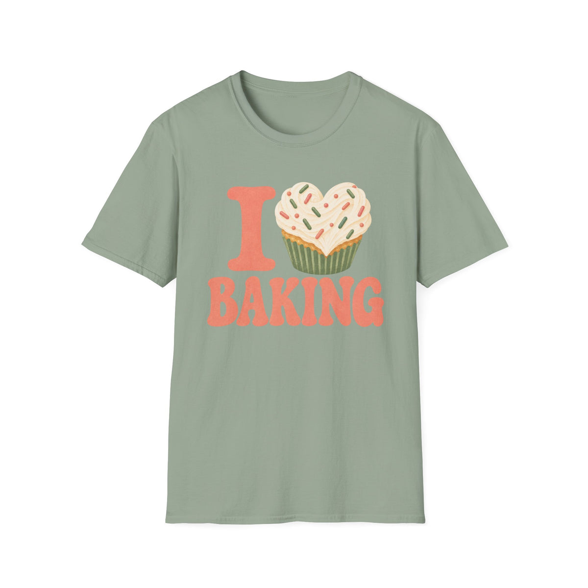 I Love Baking, Green & Peach T-Shirt