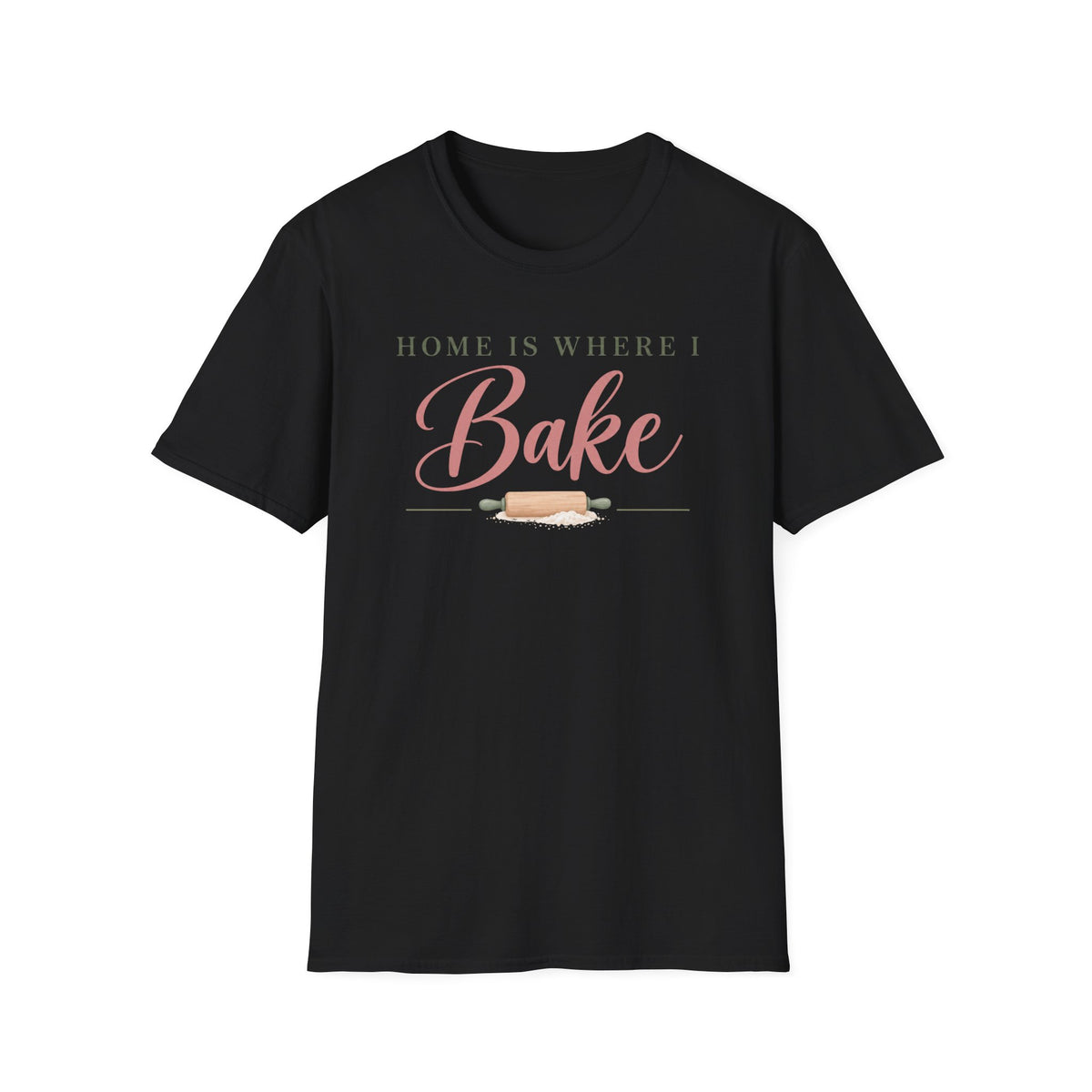 Home is Where I Bake, Green & Pink T-Shirt