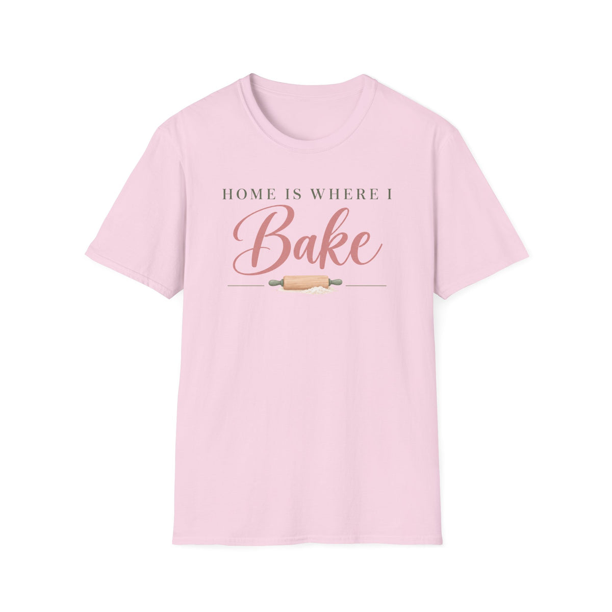 Home is Where I Bake, Green & Pink T-Shirt