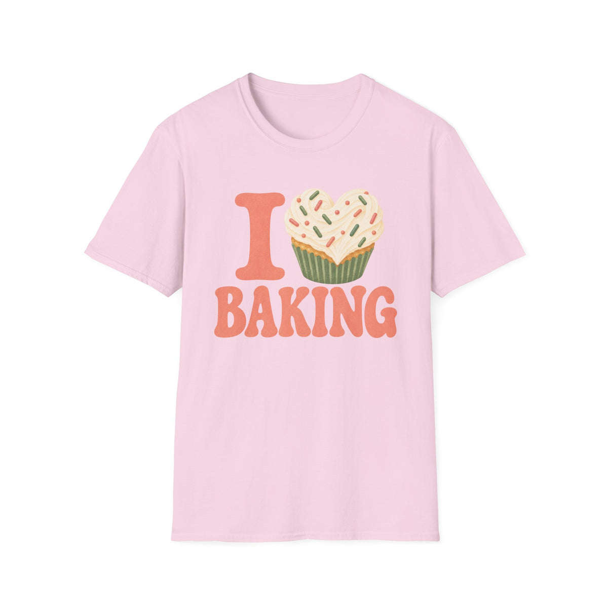 I Love Baking, Green & Peach T-Shirt